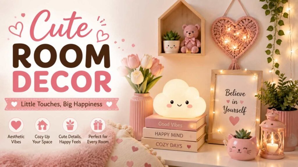 Aesthetic room decor birthday gift with mini lamp and small plant