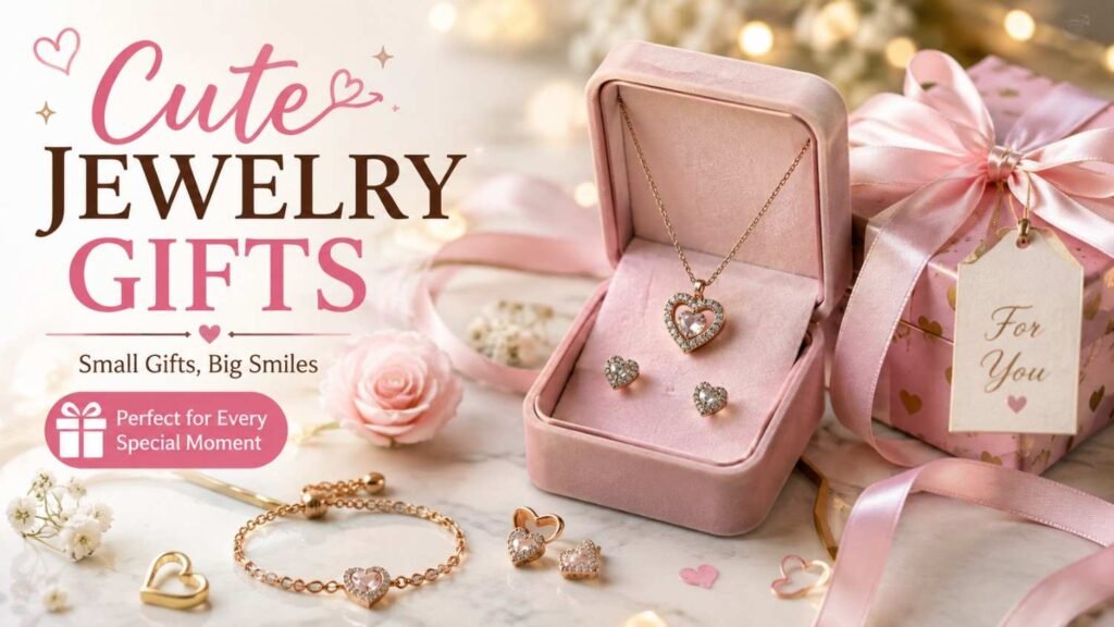 Cute jewelry birthday gift set with necklace, bracelet and earrings
