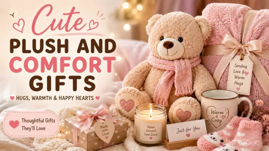 Cute plushie and cozy blanket comfort birthday gift ideas